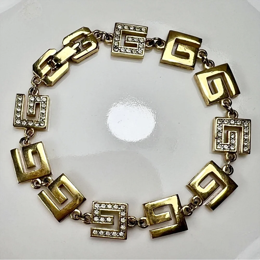Givenchy Crystal & Gold Plated Logo Bracelet